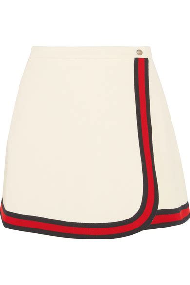 gucci stripe-trimmed twill mini skirt|gucci denim skirt.